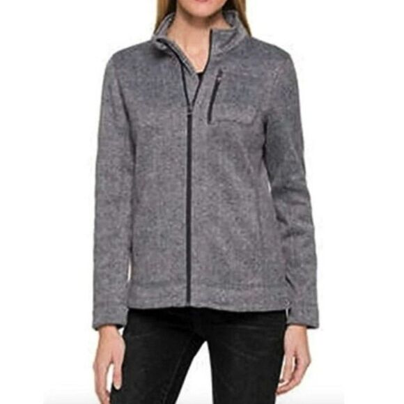 Marc New York Herringbone Zip Front Jacket Womens M Becket Fleece Lined Pockets - Picture 1 of 12